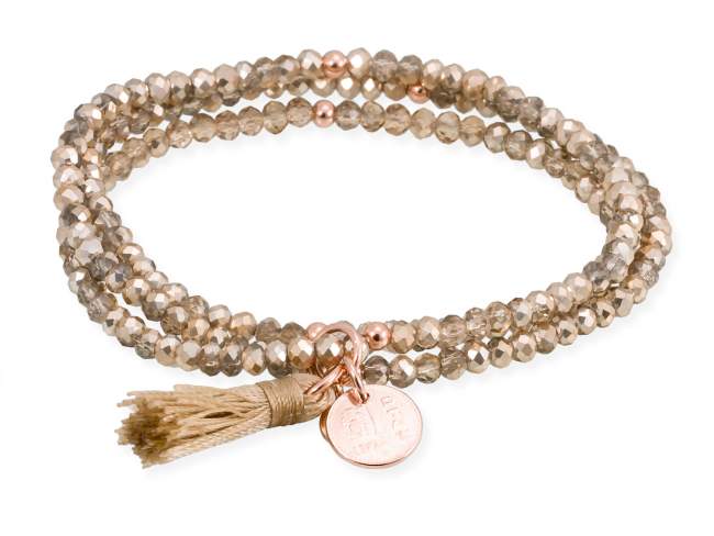 Bracelet ZEN Golden in rose silver de Marina Garcia Joyas en plata Bracelet in 18kt rose gold plated 925 sterling silver with faceted 