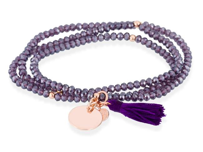 Bracelet ZEN Purple in rose Silver de Marina Garcia Joyas en plata Bracelet in 18kt rose gold plated 925 sterling silver and faceted purple Strass glass. (length: 54 cm.)