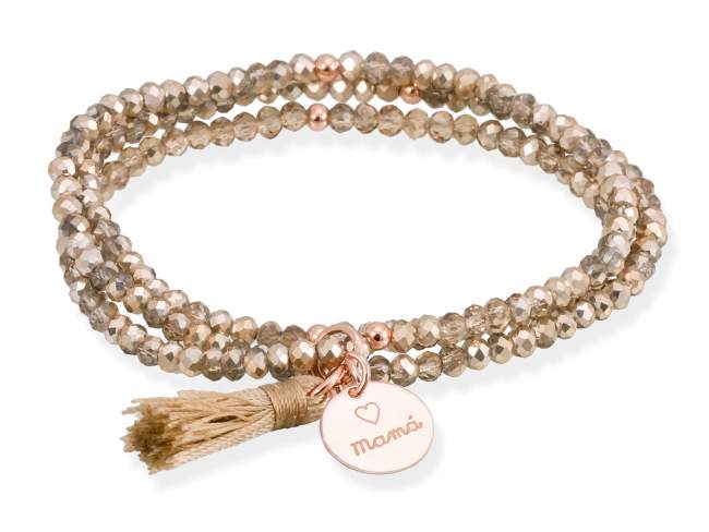 Bracelet ZEN Golden in rose silver de Marina Garcia Joyas en plata Bracelet in 18kt rose gold plated 925 sterling silver with faceted 