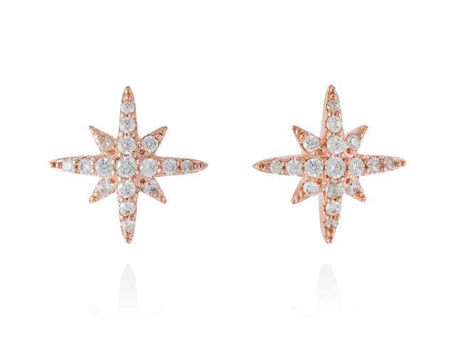 Earrings STELA  in rose silver de Marina Garcia Joyas en plata Earrings in 18kt rose gold plated 925 sterling silver with white cubic zirconia. (size: 1,5 cm.)