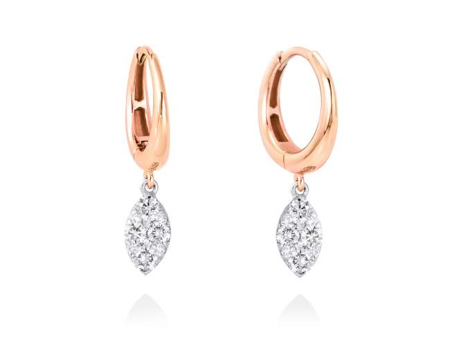 Pendientes ARO con Pavé Marquise en Oro rosa 18Kt. Y diamantes de Marina Garcia Joyas en plata Pendientes de Oro rosa y blanco de primera ley (750/1000) con 20 diamantes de peso total 0,45 qt. (Color: Top Wesselton (G) Pureza: SI).(tamaño: 2,5 cm.)