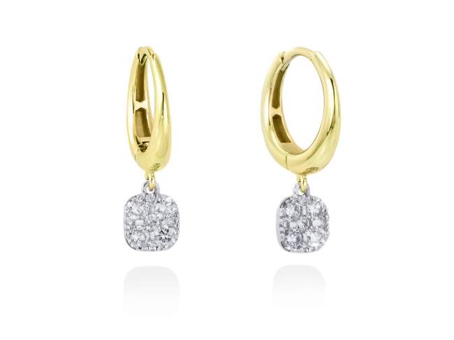 Pendientes ARO con Pavé Antic en Oro amarillo 18Kt. Y diamantes de Marina Garcia Joyas en plata Pendientes de Oro amarillo y blanco de primera ley (750/1000) con 18 diamantes de peso total 0,41 qt. (Color: Top Wesselton (G) Pureza: SI).(tamaño: 1,9 cm.)