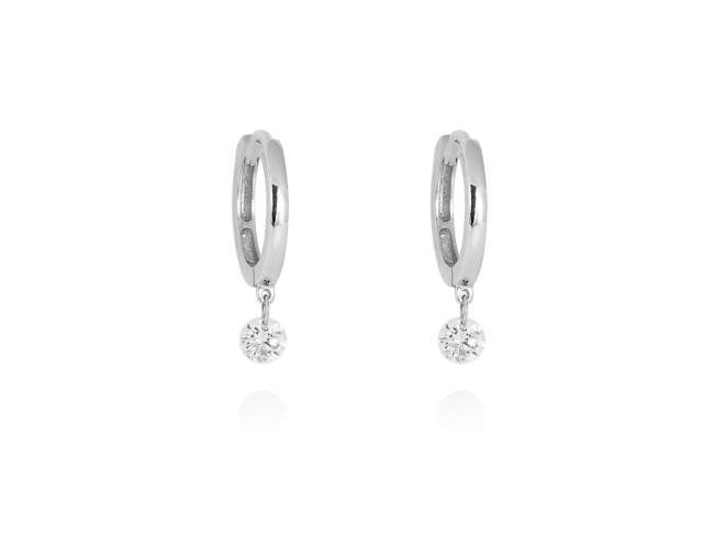 Pendientes ARO en Oro Blanco 18Kt. y diamantes 0,20 qt. de Marina Garcia Joyas en plata Pendientes de Oro blanco de primera ley (750/1000) con 2 diamantes de peso total 0,20 qt. con taladro laser en faceta cuadrangular superior. (diametro exterior: 1 cm.)