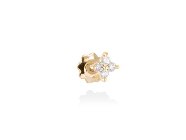 Piercing TREBOL en Oro amarillo 18Kt y diamantes de Marina Garcia Joyas en plata Piercing de Oro amarillo de primera ley (750/1000) con 4 diamantes de peso total 0,05 qt. (Color: Top Wesselton (G) Pureza: SI). (tamaño: 0,5 cm.)