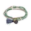 Pulsera ZEN verde en plata dorada