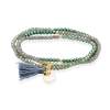 Pulsera ZEN verde en plata dorada