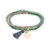 Pulsera ZEN verde en plata dorada