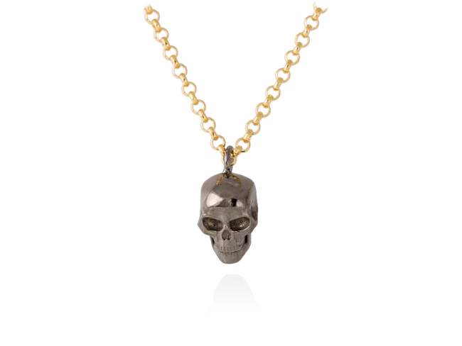 Gargantilla SKULL  en plata negra de Marina Garcia Joyas en plata Gargantilla de plata de primera ley (925) con baño de rutenio y chapado en oro amarillo de 18kt. (largo: 40+5 cm.)