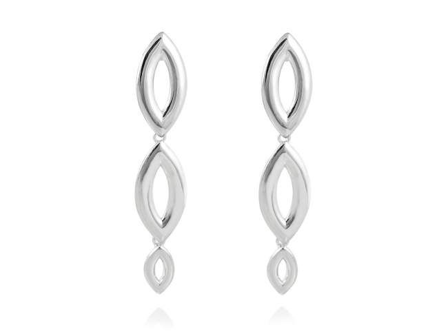 Pendientes largos de navettes en plata de Marina Garcia Joyas en plata Pendientes de plata de primera ley (925) con baño de rodio. (tamaño: 5,8 cm.)