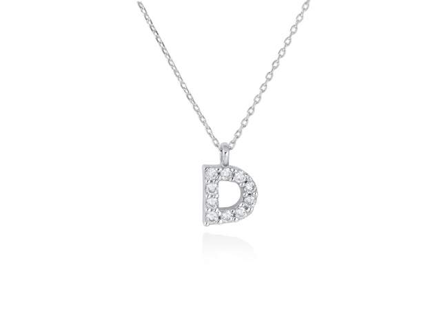 Necklace in 18kt. Gold and diamonds de Marina Garcia Joyas en plata Necklace in rodhium plated 18kt white gold with 10 diamonds carat total weight 0.08 (Color: Top Wesselton (G) Clarity: SI). Height of letter: 6 mm. Adjustable gold chain in 40-42 cm.