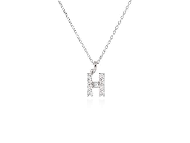 Necklace in 18kt. Gold and diamonds de Marina Garcia Joyas en plata Necklace in rodhium plated 18kt white gold with 9 diamonds carat total weight 0.07 (Color: Top Wesselton (G) Clarity: SI). Height of letter: 6 mm. Adjustable gold chain in 40-42 cm.