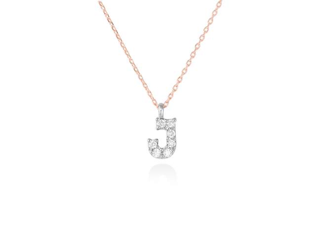 Necklace in 18kt. Gold and diamonds de Marina Garcia Joyas en plata Necklace in rose and white 18kt gold with 7 diamonds carat total weight 0.05 (Color: Top Wesselton (G) Clarity: SI). Height of letter: 6 mm. Adjustable gold chain in 40-42 cm.