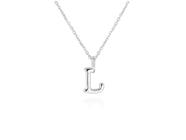 Colgante letra L en oro blanco 18kt de Marina Garcia Joyas en plata Gargantilla de Oro blanco de 18 Kt. (largo: 40-42 cm.) (Altura de letra: 7 mm.)