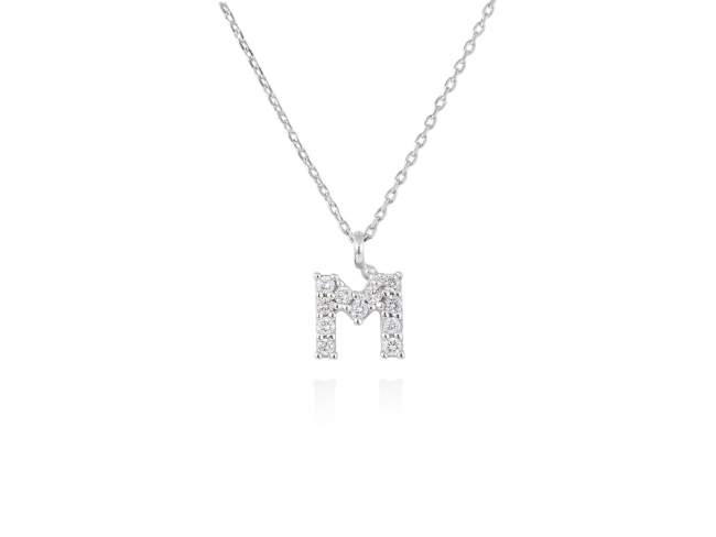 Necklace in 18kt. Gold and diamonds de Marina Garcia Joyas en plata Necklace in rodhium plated 18kt white gold with 11 diamonds carat total weight 0.09 (Color: Top Wesselton (G) Clarity: SI). Height of letter: 6 mm. Adjustable gold chain in 40-42 cm.