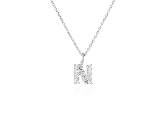 Necklace in 18kt. Gold and diamonds de Marina Garcia Joyas en plata Necklace in rodhium plated 18kt white gold with 11 diamonds carat total weight 0.09 (Color: Top Wesselton (G) Clarity: SI). Height of letter: 6 mm. Adjustable gold chain in 40-42 cm.