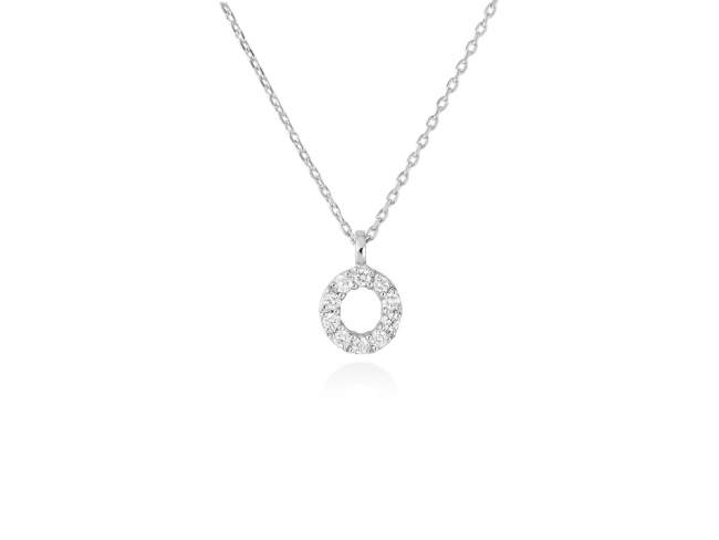 Necklace in 18kt. Gold and diamonds de Marina Garcia Joyas en plata Necklace in rodhium plated 18kt white gold with 10 diamonds carat total weight 0.08 (Color: Top Wesselton (G) Clarity: SI). Height of letter: 6 mm. Adjustable gold chain in 40-42 cm.