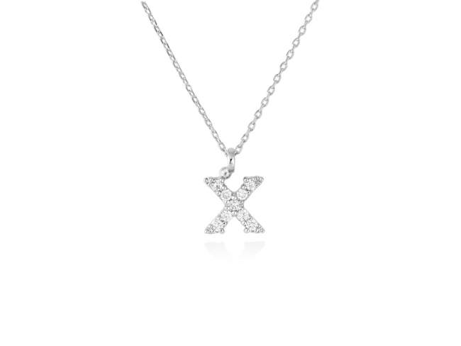 Necklace in 18kt. Gold and diamonds de Marina Garcia Joyas en plata Necklace in rodhium plated 18kt white gold with 9 diamonds carat total weight 0.07 (Color: Top Wesselton (G) Clarity: SI). Height of letter: 6 mm. Adjustable gold chain in 40-42 cm.