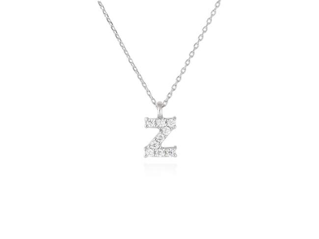 Necklace in 18kt. Gold and diamonds de Marina Garcia Joyas en plata Necklace in rodhium plated 18kt white gold with 9 diamonds carat total weight 0.07 (Color: Top Wesselton (G) Clarity: SI). Height of letter: 6 mm. Adjustable gold chain in 40-42 cm.