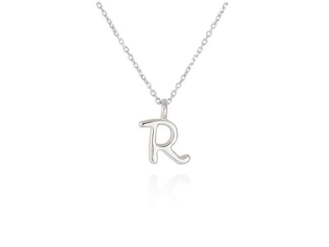 Colgante letra R en oro blanco 18kt de Marina Garcia Joyas en plata Gargantilla de Oro blanco de 18 Kt. (largo: 38-40 cm.) (Altura de letra: 7 mm.)