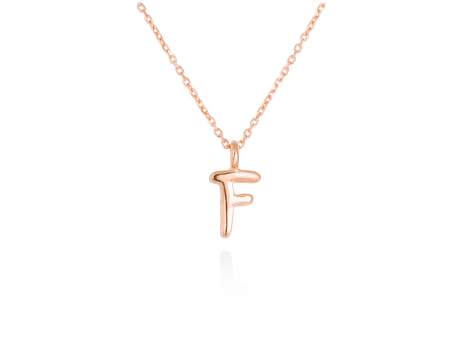 Colgante letra F en oro rosa 18kt