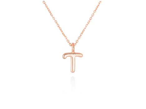 Colgante letra T en oro rosa 18kt