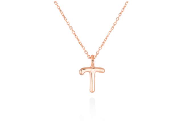 Colgante letra T en oro rosa 18kt de Marina Garcia Joyas en plata Gargantilla de Oro rosa de 18 Kt. (largo: 42-45 cm.) (Altura de letra: 7 mm.)