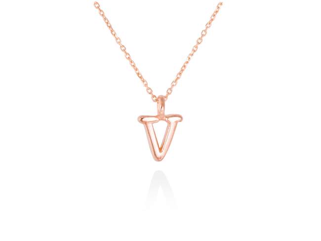 Colgante letra V en oro rosa 18kt de Marina Garcia Joyas en plata Gargantilla de Oro rosa de 18 Kt. (largo: 42-45 cm.) (Altura de letra: 7 mm.)