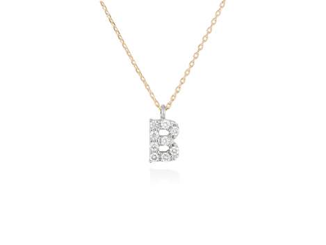 Colgante letra  B de diamantes en oro amarillo y blanco 18kt