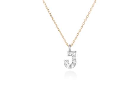 Colgante letra  J de diamantes en oro amarillo y blanco 18kt