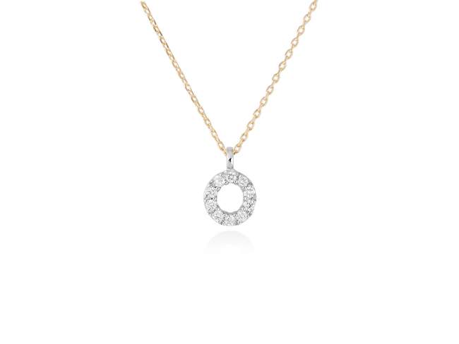 Necklace in 18kt. Gold and diamonds de Marina Garcia Joyas en plata Necklace in yellow and white 18kt gold with 10 diamonds carat total weight 0.08 (Color: Top Wesselton (G) Clarity: SI). Height of letter: 6 mm. Adjustable gold chain in 38-40 cm.