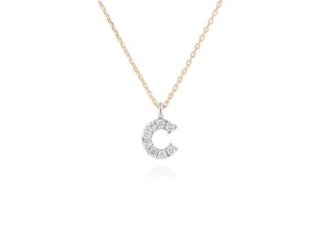 Colgante letra  C de diamantes en oro amarillo y blanco 18kt