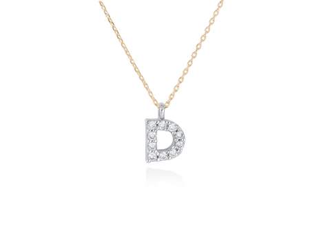 Colgante letra  D de diamantes en oro amarillo y blanco 18kt