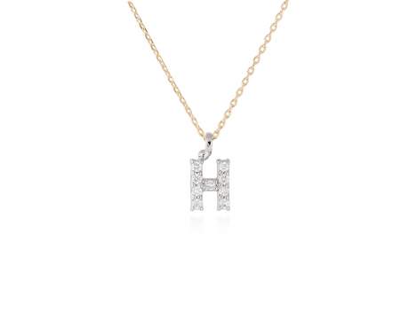 Colgante letra  H de diamantes en oro amarillo y blanco 18kt