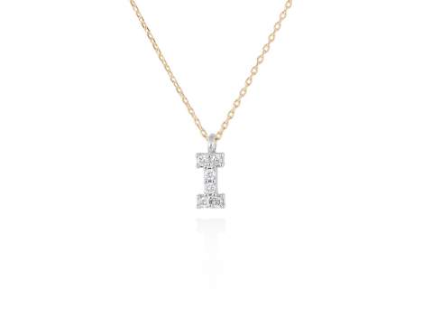 Colgante letra  I de diamantes en oro amarillo y blanco 18kt