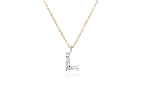 Colgante letra  L de diamantes en oro amarillo y blanco 18kt