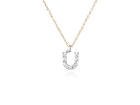 Colgante letra  U de diamantes en oro amarillo y blanco 18kt