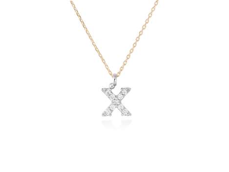 Colgante letra  X de diamantes en oro amarillo y blanco 18kt