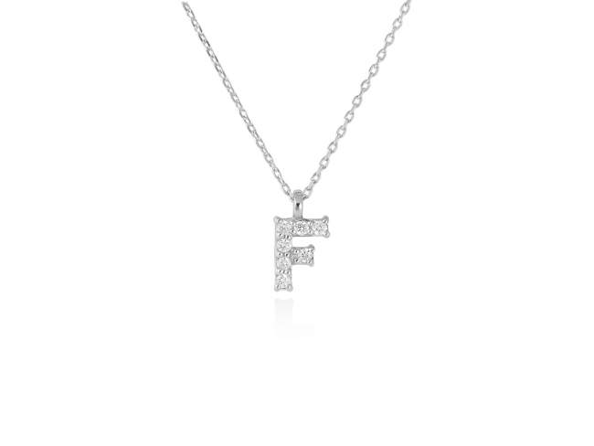 Necklace in 18kt. Gold and diamonds de Marina Garcia Joyas en plata Necklace in rodhium plated 18kt white gold with 7 diamonds carat total weight 0.05 (Color: Top Wesselton (G) Clarity: SI). Height of letter: 6 mm. Adjustable gold chain in 38-40 cm.