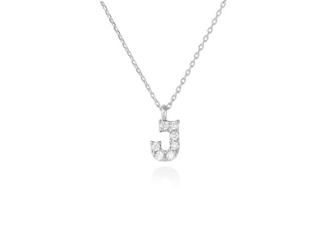 Necklace in 18kt. Gold and diamonds de Marina Garcia Joyas en plata Necklace in rodhium plated 18kt white gold with 7 diamonds carat total weight 0.05 (Color: Top Wesselton (G) Clarity: SI). Height of letter: 6 mm. Adjustable gold chain in 38-40 cm.