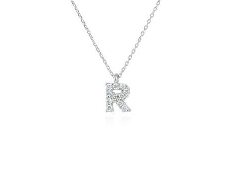 Colgante letra  R de diamantes en oro blanco 18kt