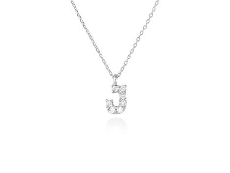 Colgante letra  J de diamantes en oro blanco 18kt