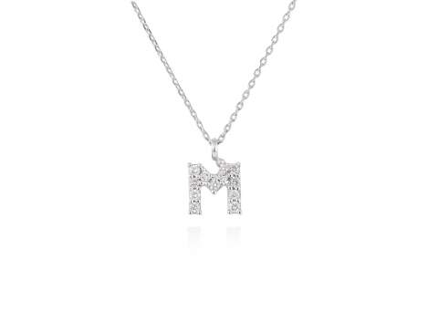 Colgante letra  M de diamantes en oro blanco 18kt