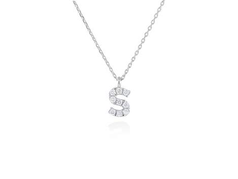 Colgante letra  S de diamantes en oro blanco 18kt