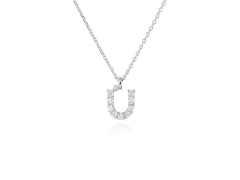 Colgante letra  U de diamantes en oro blanco 18kt