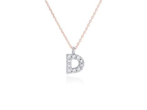 Colgante letra  D de diamantes en oro rosa y blanco 18kt