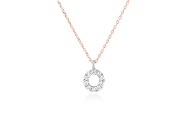 Necklace in 18kt. Gold and diamonds de Marina Garcia Joyas en plata Necklace in rose and white 18kt gold with 10 diamonds carat total weight 0.08 (Color: Top Wesselton (G) Clarity: SI). Height of letter: 6 mm. Adjustable gold chain in 38-40 cm.