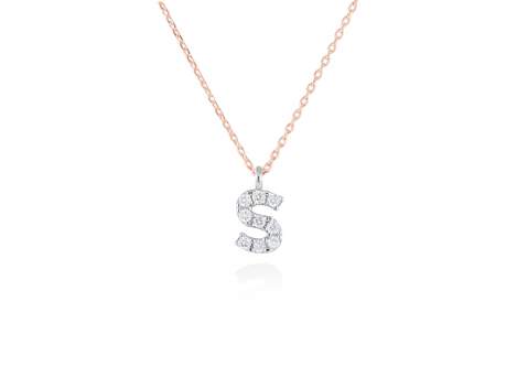 Colgante letra  S de diamantes en oro rosa y blanco 18kt