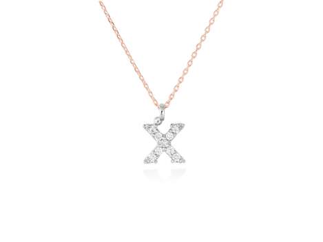 Colgante letra  X de diamantes en oro rosa y blanco 18kt