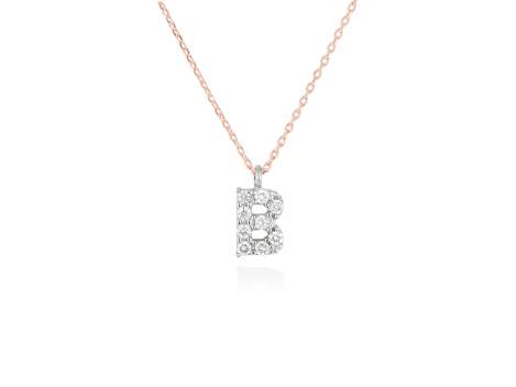 Colgante letra  B de diamantes en oro rosa y blanco 18kt