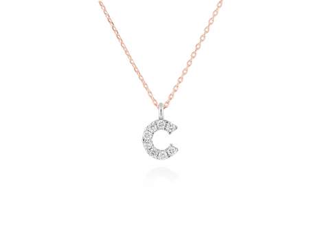 Colgante letra  C de diamantes en oro rosa y blanco 18kt